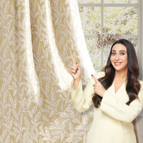 Image of HOKIPO Majestic Eyelet Curtain 7 Feet Long Single Panel, Accent Beige