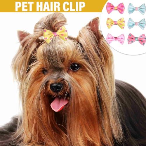 WUSJCOF 6 Stück Hunde Haarspangen, Hundehaar Schleifen Bowknot, Hundehaar Grooming Zubehör, Kopfbedeckung für Haustiere, für die Tierpflege (Für Kleine Mittelgroße Hunde Katzen Haustiere Haare)