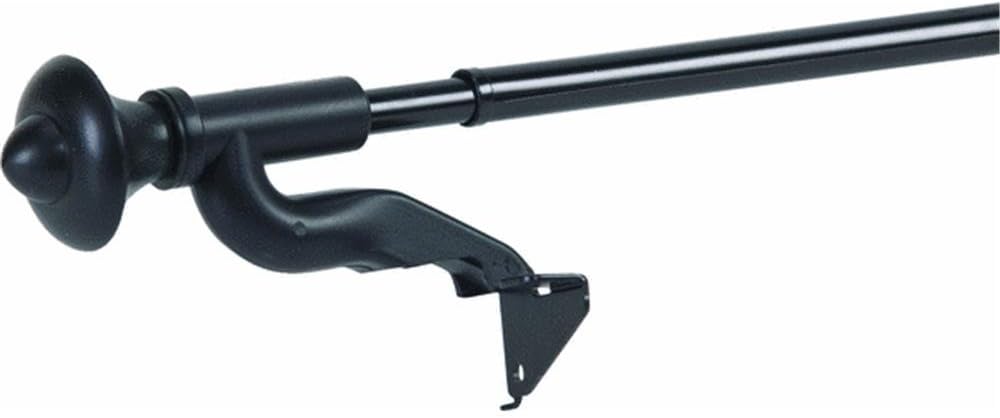 Kenney 7004244451 Twist and Fit Curtain Rod with Petal, 28-to-48-Inch Width, Black