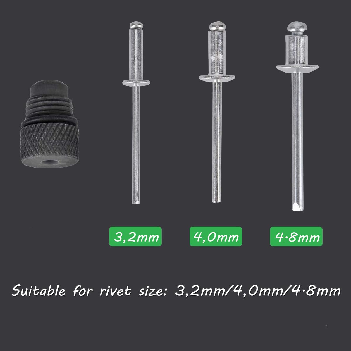 Rivettatrice Manuale Pistola per Rivetti Professionale 13" Pinza per Rivetti Kit con 40 Rivetti da 3,2mm/4,0mm