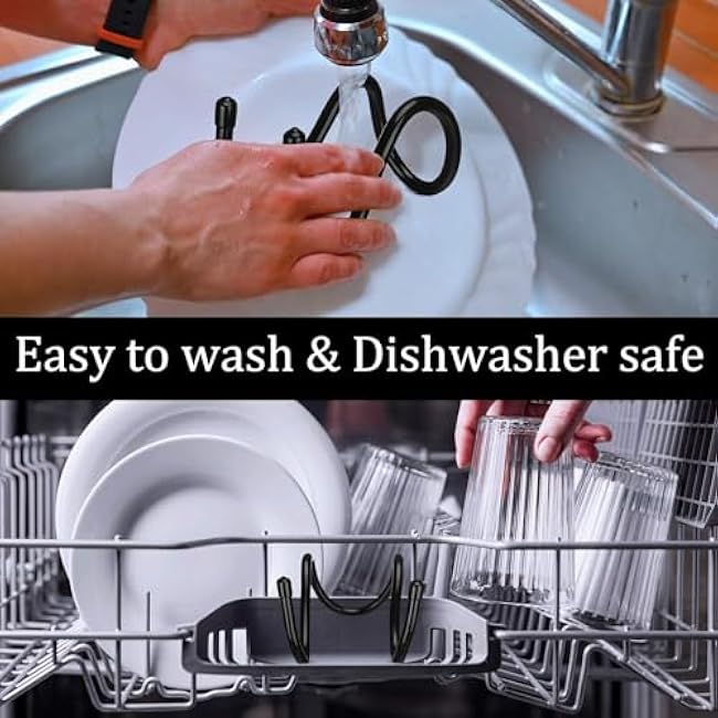 2 Pcs Adjustable Sling Sponge Holder for Kitchen Sink Hanging Single Sided Sponge Holder Flexible Black Caddy Sink Organizer for Kitchen Accessory