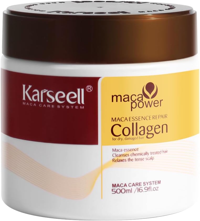 Karseell Collagen Hair Treatment Deep Repair Conditioning Argan Oil Collagen Hair Mask Essence for Dry Damaged Hair All Hair Types 16.90 oz 500ml