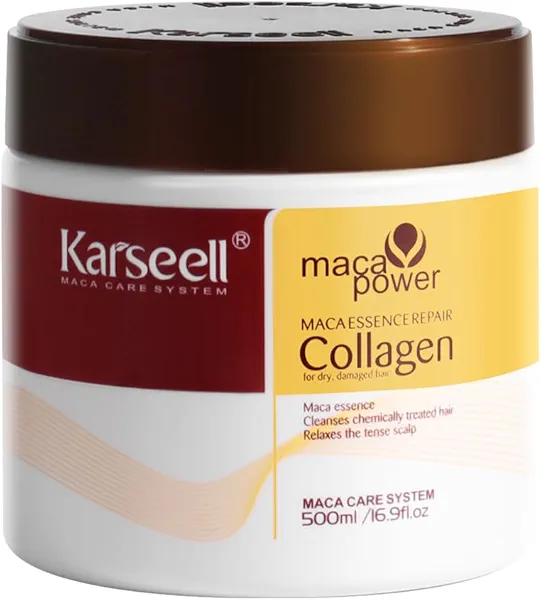 Karseell Collagen Hair Treatment Deep Repair Conditioning Argan Oil Collagen Hair Mask Essence for Dry Damaged Hair All Hair Types 16.90 oz 500ml