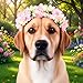 Chewtoyo Pet Flower Collar, Adjustable Decorative Wreath for Cats Dogs, Soft Fabric Lightweight Garland, Simulation Floral Headband Photo Props, 18.1 in