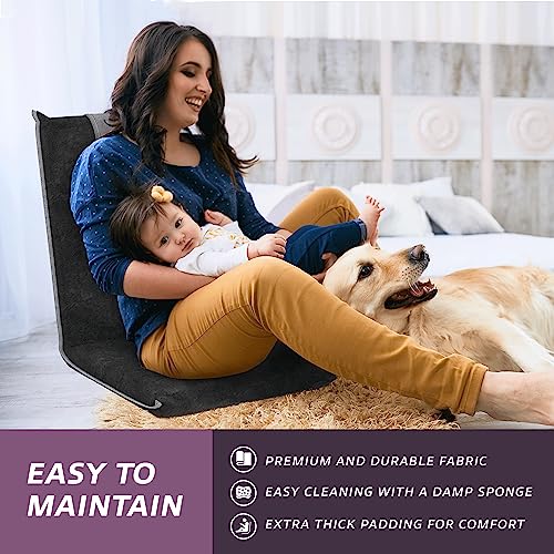 Bonvivo Ii Floor Chair With Back Support - Floor Gaming Chair, Padded Folding Sofa Chair, Sleeper Bed, Adjustable Meditation Chair, Portable Floor Seat For Adults And Kids, Folds Flat - Light Grey #TOP6