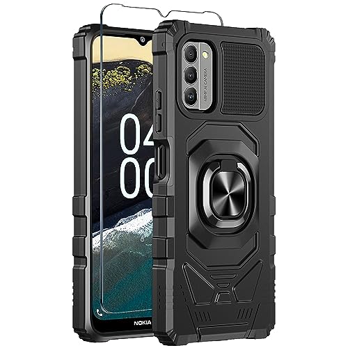 Mocotto for Nokia G310 5G Case with Tempered Glass Screen Protector,Military Grade Heavy Duty Shockproof Protective Cover,with Ring Kickstand Full-Body Protective Case for Nokia G310 (Black)