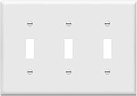 Enerlites 8813-W 3-Gang White Toggle Switch Wall Plate - Unbreakable Polycarbonate, Heat/Fade Resistant, UL-Listed Standard Size