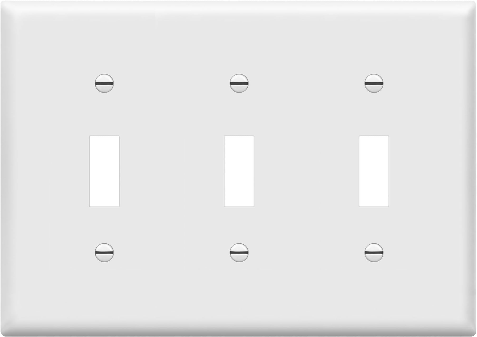 ENERLITES Triple Light Switch Wall Plate, Gloss Finish, Standard Size 3-Gang 4.50" x 6.38", Unbreakable Polycarbonate Thermoplastic, 8813-W, White