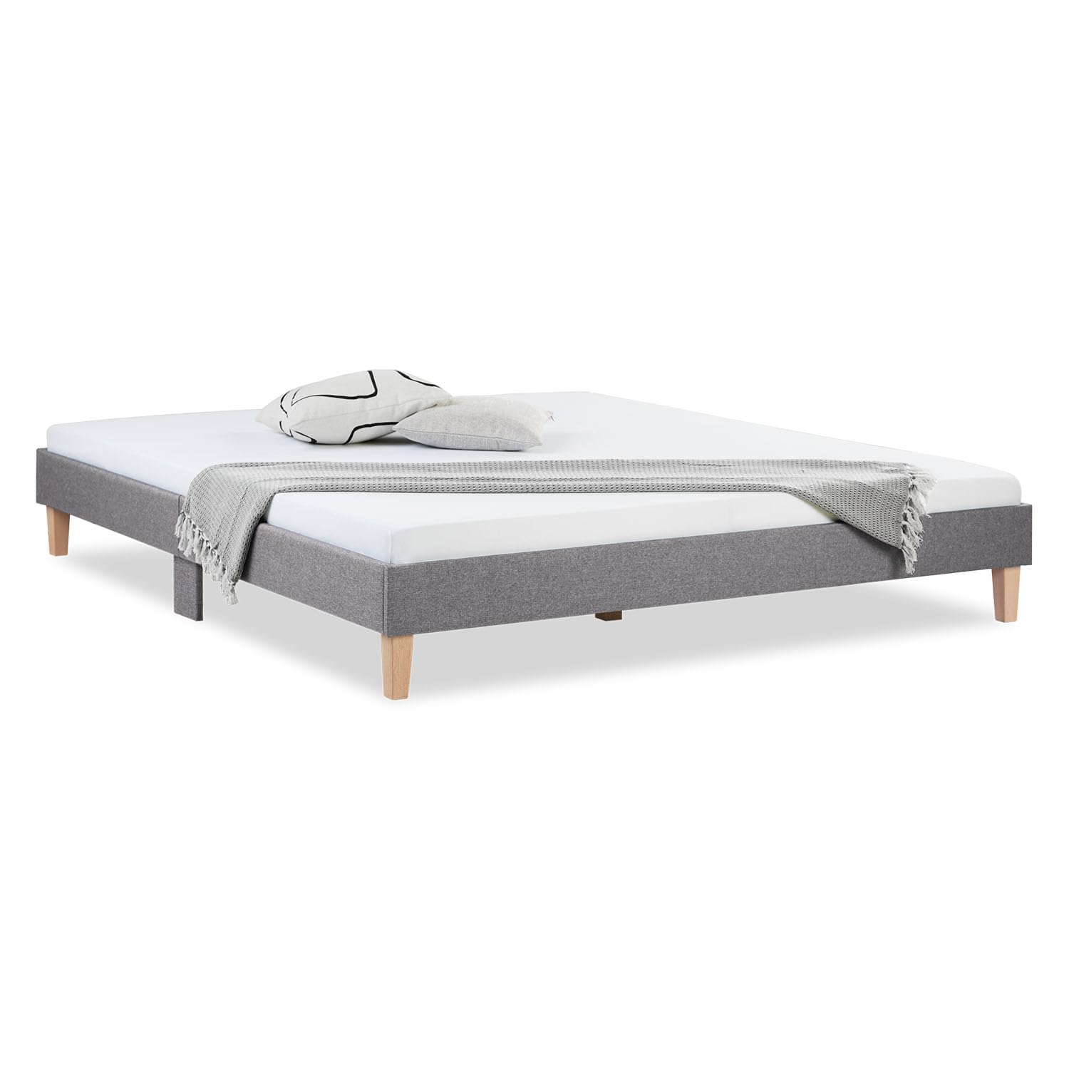 Homestyle4u 1981 Polsterbett Grau 180x200 cm mit Lattenrost