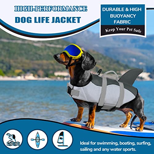 Aofitee Dog Life Jacket, Ripstop Dog Life Vest For Swimming, Shark Dog Safety Vest, Reflective Dog Lifesaver With Superior Buoyancy And Rescue Handle, Dog Float Coat For Small Medium Large Dogs #TOP1