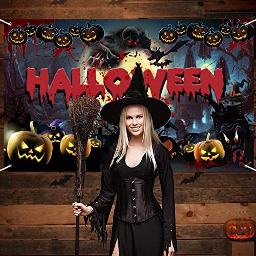 5 Pcs Cenário de terror - 3.6x5.9 pés de fundo de decoração de fotografia com tema de dia das bruxas