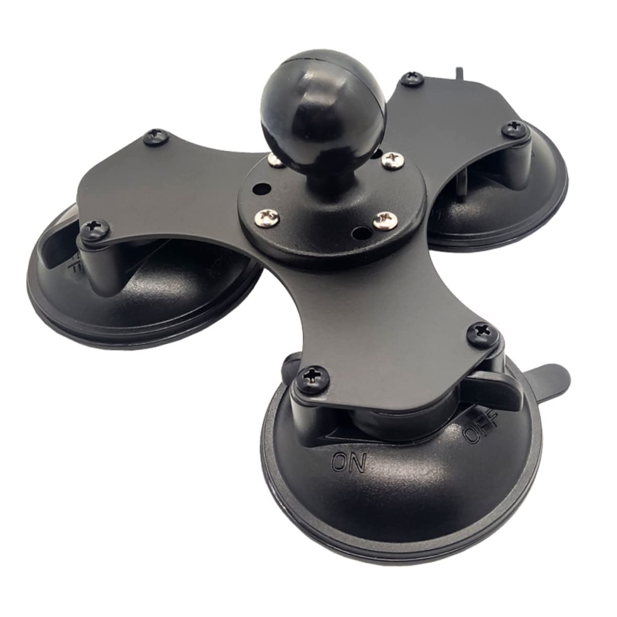 SHINEOFI Soporte De Ventosa para Parabrisas Triple Ventosa Base Ajustable Cierre Giratorio para Coche Ventana Compatible GPS Telefono Navegador
