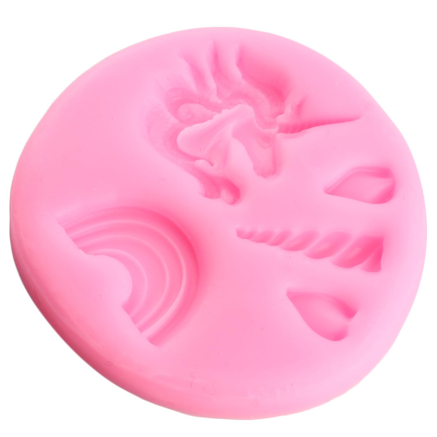 RFGHAC Set di 4 stampi in silicone a forma di unicorno, orecchie di unicorno, corno, fondente, rosa, fiori, caramelle, decorazioni per torte, topper per cupcake, cioccolato, pasta di gomma