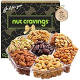 NUT CRAVINGS - Valentines Day Mixed Nuts Gift Basket in Black Gold Box (7 Assortments, 2 LB) Treats for Adults, Food Arrangement, Healthy Snack Care Package, Kosher