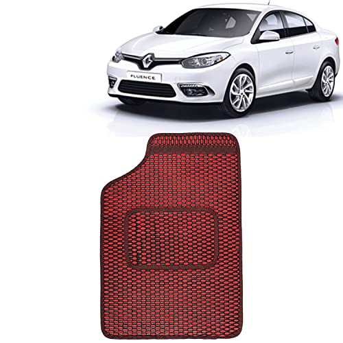 Image of Kingsway Dotted Design Car Floor Foot Mats Universal Fit for Renault Fluence, Model Year : 2012 Onwards, Water and Dustproof, Color Red, Set of 5 Pieces