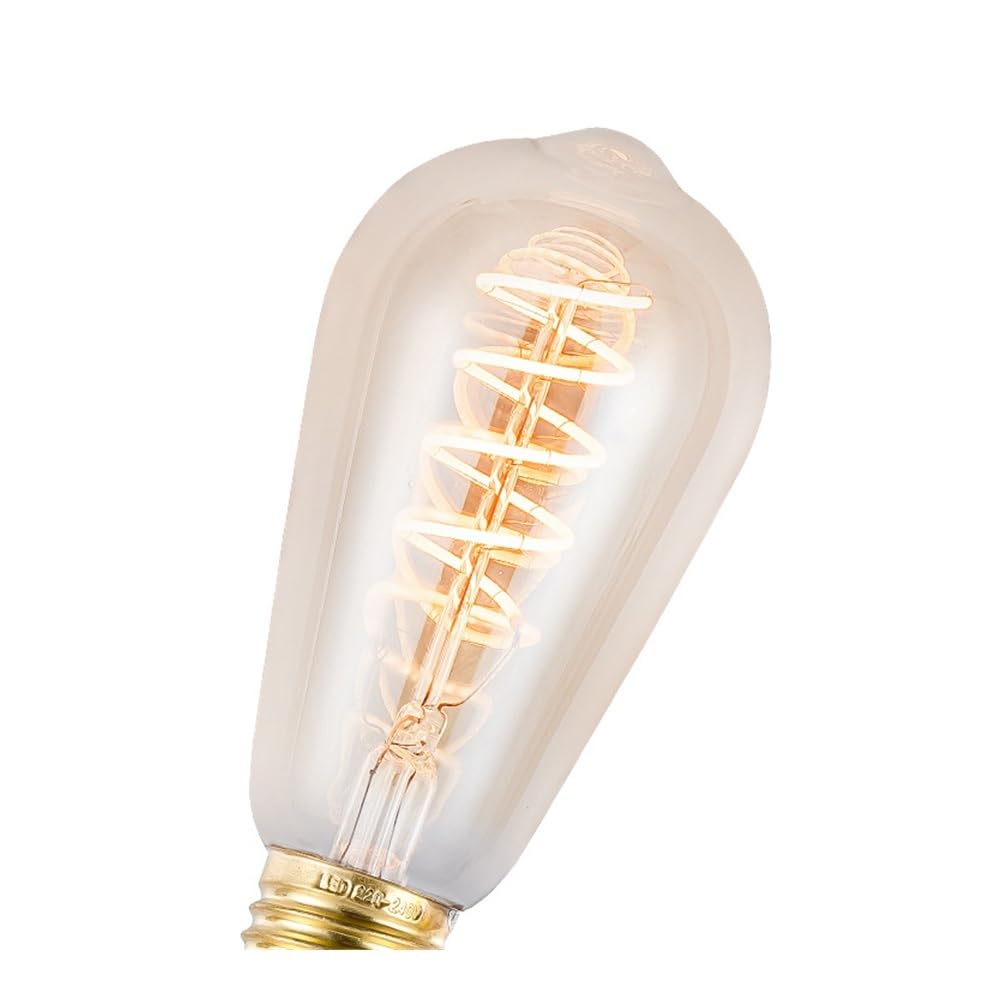 fengyan Casa Bombillas 10 unids/Lote ST64 AC220V E27 4W filamento Flexible Edison Bombilla Regulable Retro ámbar LED Espiral Bombilla Flexible Familiar Lámpara