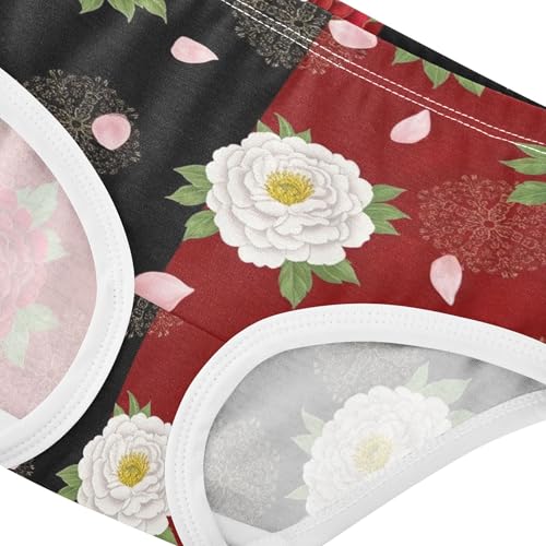White Floral Black Red Flowers Panties Little Girl Girls Underwear Toddler Cotton Designer Kids Briefs Undies 2t4