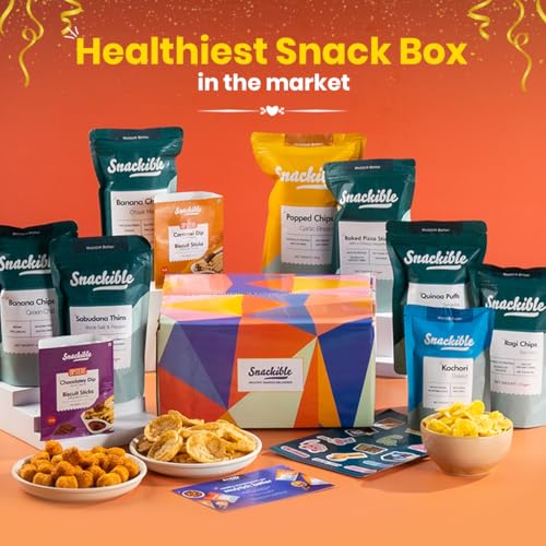 Image of Snackible Bestselling Snacks Box | Box of 10 Healthy Snacks | Healthy Gift Box | Best Gifting Option |Corporate Gifts | Gourmet Snack (Pack of 3)