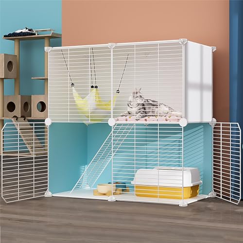 Jaulas para Gatos Interior Grande, Perrera Semicerrada para Gatos, Casa para Gatos, Balcón, Jaula De Metal para Interiores Y Exteriores, Espacio Grande De Varios Pisos (Size : B-75x39x73cm) Warm as