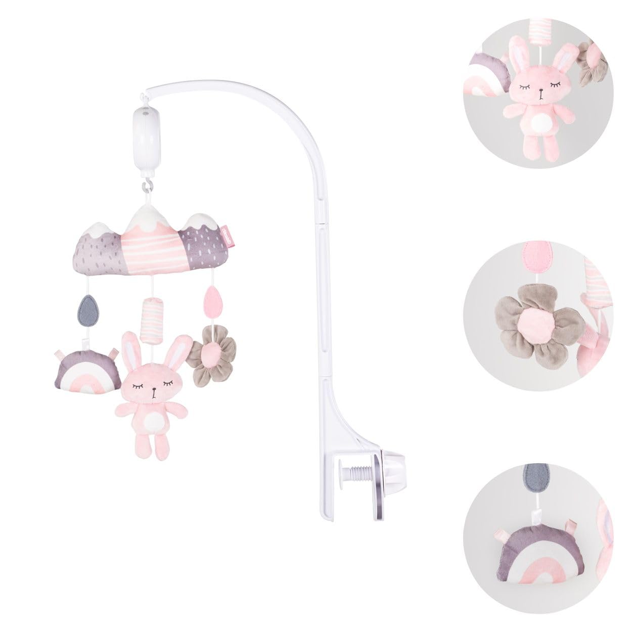 Chipolino Muzyka Mobile Sleeping Rabbit regulacja głośności melodie tęcza różowa