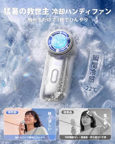 Starpark ハンディファン 冷却プレート 【2026年最新・超軽量・超小型】 強力 手持ち扇風機 瞬間冷却 卓上 ミニ扇風機 携帯 ファン 1～100段階風量調節可能 ポータブルファン USB-C充電 長時間駆動 LEDバッテリー残量表示 カラビナ付き 静音 暑さ対策グッズ 熱中症対策 持ち運び便利 コンパクト 通勤/通学/アウトドア/キャンプ/登山（白い）