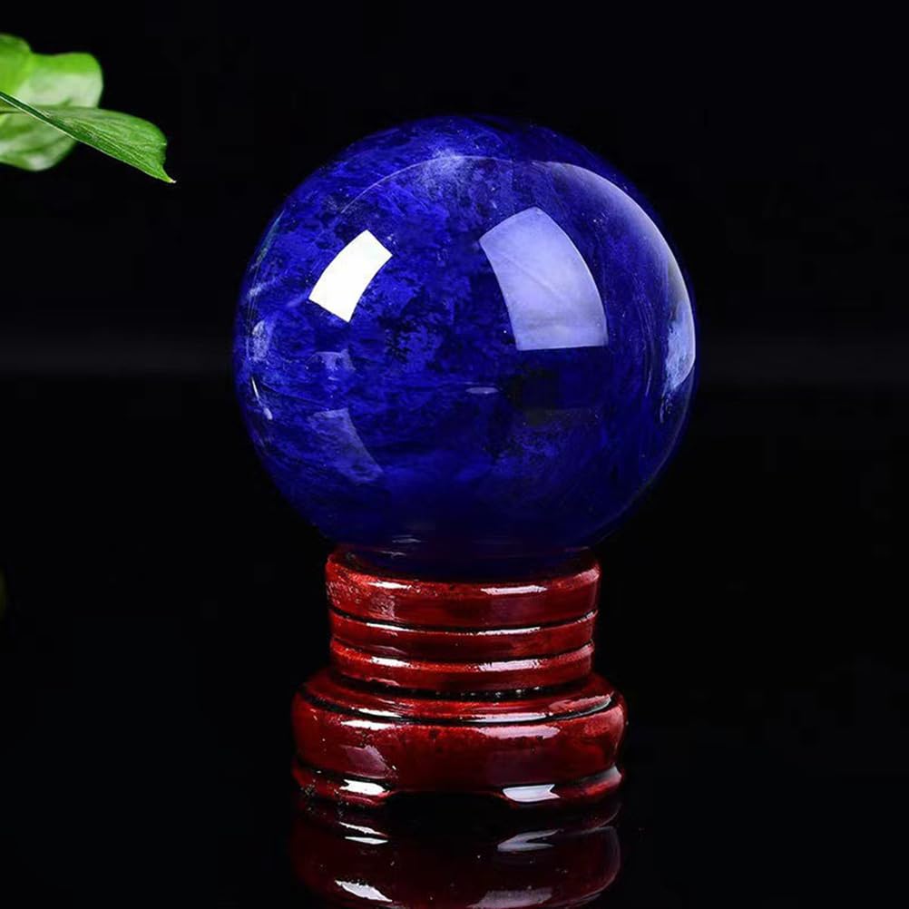 Blue Melting Quartz Crystal Ball,Decorative Photography Accessory, Sphere with Stand for Feng Shui Orb,Home Decoraive,7.1"(18cm)