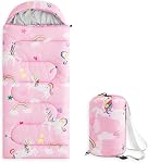 Wake In Cloud - Kids Sleeping Bag for Girls, and Toddlers, Camping in Warm Cold Weather, Backpacking Lightweight Compact Outdoor Liner for 3 Seasons, Butterfly Light Purple