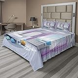Ambesonne Fantasy Sheet Set, Dreamy Bedroom in Wooden House Serene Countryside Mornings Lifestyle Image, Fitted and Flat Sheet with Pillowcases Bedding Accent 4 Piece Set, Full, Lilac Purplegrey