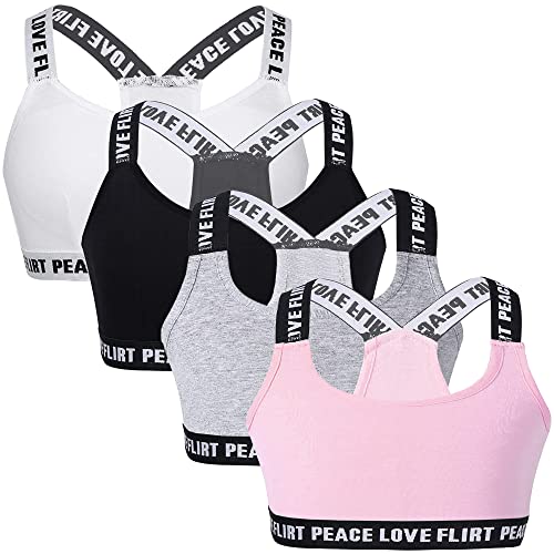 Tops cortos acolchados niñas evitan roces y transparencias sujetador de entrenamiento 4 uds
