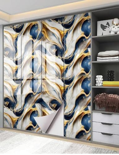 Image of TEKCOOL Marble Waterproof Oil Proof Wall Paper Furniture Kitchen, Cabinets, Almirah,Tabletop,Plastic Table, WoodenTable,Wardrobe,PVCDIY Self Adhesive Sticker(60x200cm)(New Desing Golden Line Sky-1pc);