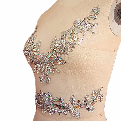 Sumptuous Handmade Ab Colour Sew On Sequin Rhinestones Collar Waist Belt Costume Dress Fine Crystal Appliques Designs Sewing For Diy Wedding Dress Quilt Trimming (Ab) #TOP2