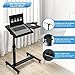 Panta Height Adjustable Rolling Laptop Stand, Overbed Table with 2 Tilting Desktops, Mobile Laptop Table for Couch with Cup Holder, Mobile Computer Workstation for Office, Home and Hospital
