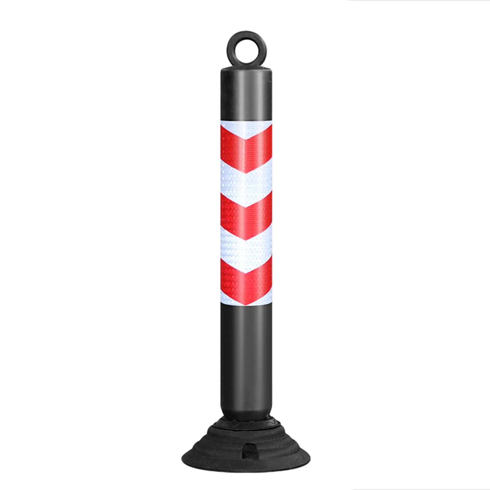 WDSOPK Traffic Safety Cones,Black Plastic Parking Bollards for Driveway,Detachable Base Industrial Barrier Reflective Tape Safety Bollard,Traffic Channelizer Post （31.5in/80cm）