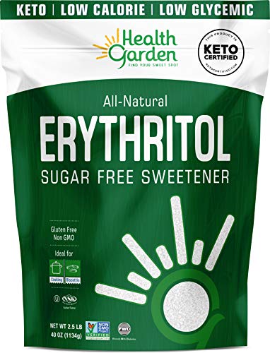 Health Garden Erythritol Sweetener - Non GMO - Gluten Free - Sugar Substitute - Keto Friendly - Tastes Like Sugar (2.5 lbs)