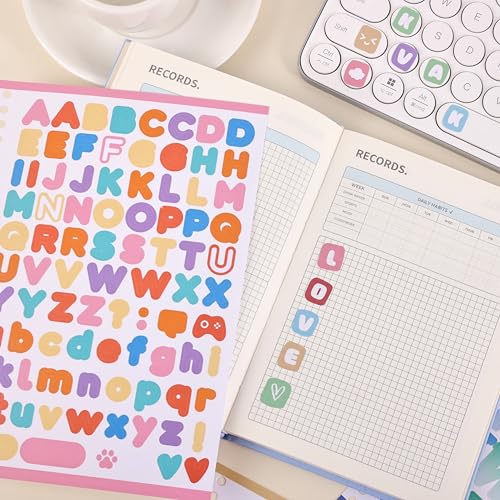 Image of 1700+ Pcs Alphabet Stickers, 30 Sheets Self-Adhesive Mixed-Size Mini Letter Colorful Alphabet Number Sticker for Labels DIY Crafts Art Making, Decals for Sign, Notebook, Classroom, Door, Card Decor