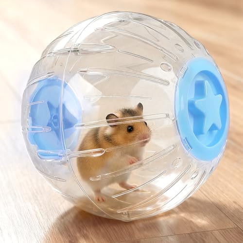 Hamster Exercise Ball 7.9 InchCrystal Clear Hamster Running Ball with Twist-Lock Lid Large Safe Ventilation Toys Accessories for Syrian/Dwarf Hamsters and Other Small/Medium Hamsters Blue