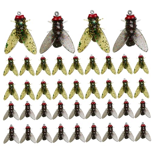 Lcarege 40Pcs Fly Fishing Flies Fishing Lures Fly Lures Kit Black and Yellow Shrimp Scents Accessories Suitable for All Kinds of Waters