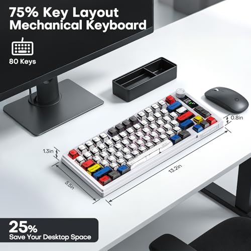 MOKURU Wireless Mechanical Keyboard, Three Mode BT/2.4G/USB-C, RGB Switching, 75% Key Layout, Volume Adjustment knob, Ho - image 7