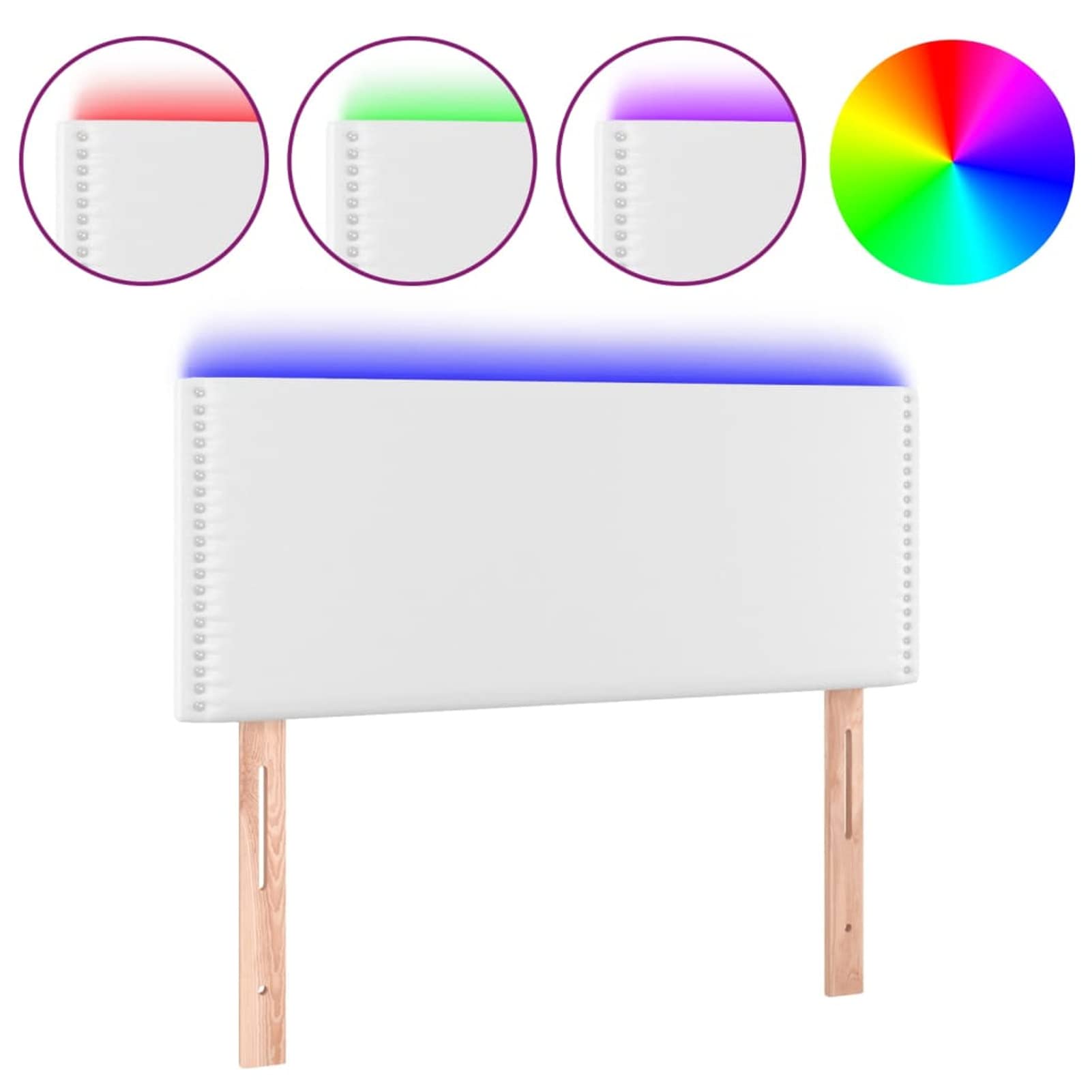 Homgoday Cabecero blanco con LED 100 x 5 x 78/88 cm, de piel sintética, cabecero de cama de matrimonio, respaldo para cama y sofá, modelo 3121557IT