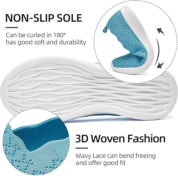 Image of Puxowe Women's Slip-On Walking Shoes | Lightweight Knit Sneakers with Memory Foam Insole, Breathable & Wide Fit Available for Daily Walking, Casual & Travel