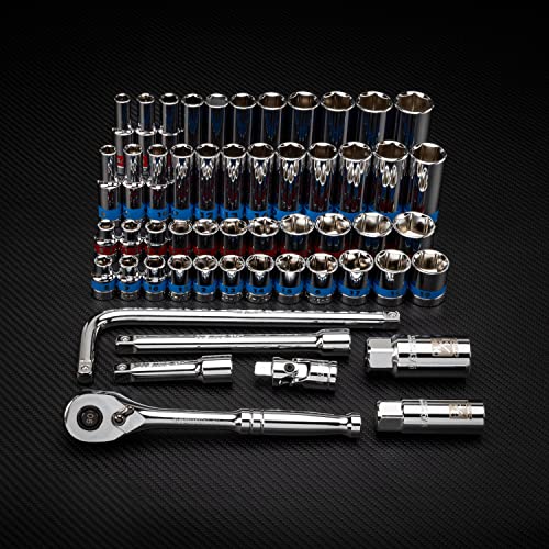 Neiko 02512A 3/8” Drive Socket Set With Quick Release Ratchet (90 Tooth), 43 Piece Standard And Deep Metric Sizes, 6Mm To 24Mm, 6 Point, Universal Joint, 3/8” Extension Bars, Made With Cr-V Steel #TOP6