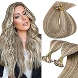 Sunny 50 Strands Brazilian Remy Hair Keratin U Tip Silky Straight Human Hair Extensions Blonde mixed Brown 16/22# 20 Inches Long