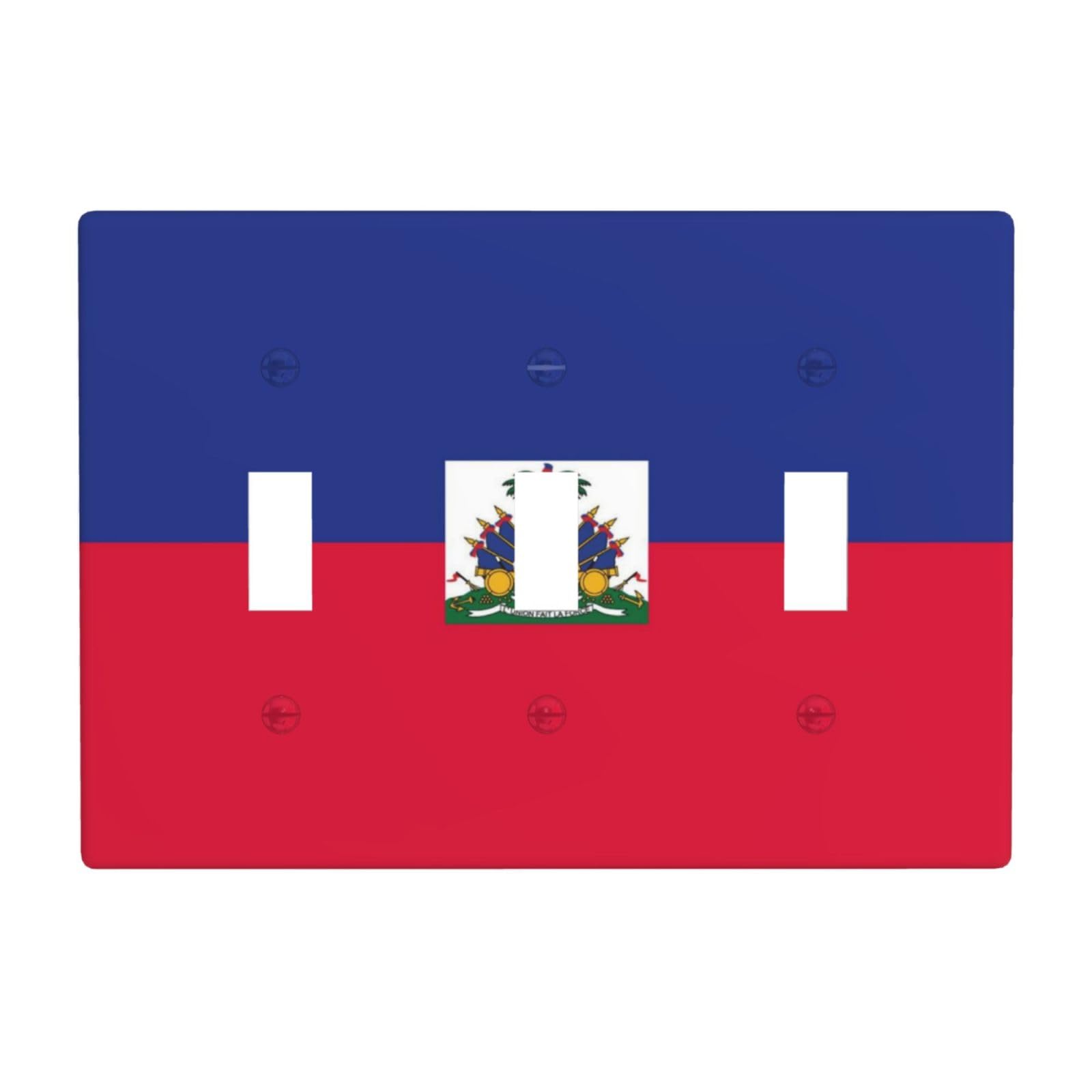 Flag of Haiti 3 Gang Switch Plate Cover-Unbreakable Polycarbonate Wall Plate, Heat Resistant Toggle Switch Decor for Home