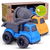 Cicili Christmas Truck Toys for 1-3 Year Old Boys, 2-Pack Dumper & Mixer Construction Vehicles Toddler Christmas