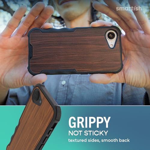 Image of Smartish iPhone 17e /16e MagSafe Case - Gripzilla Protective Magnetic Case for Men [Rugged + Tough] Military Grade Heavy Duty Grip Armor - Drop Tested for iPhone 17e /16e - Walnut Woods