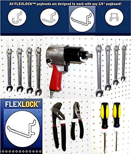 WallPeg AM-50 MIX-BK Pegboard Hook Kit, Pack of 50, White