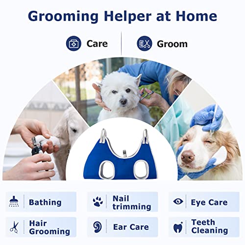 Megeo Dog Grooming Hammock, Pet Grooming Hammock For Medium Dogs, Dog Grooming Harness, Grooming Hammock Helper For Dogs With Nail Clippers/Nail Trimmers (Blue, Medium) #TOP3