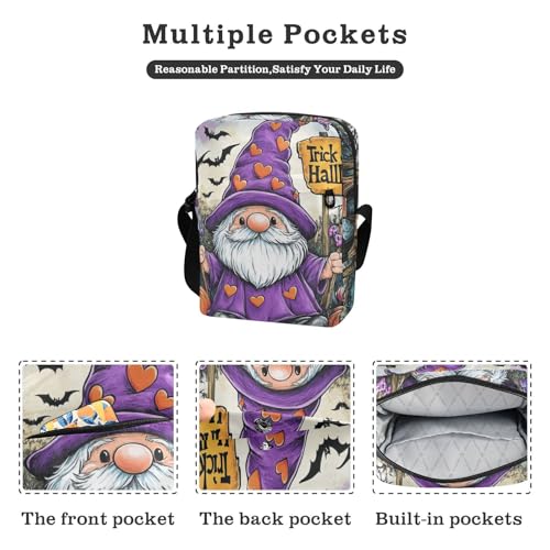 Halloween Purple Gnome messenger bag for women shoulder bags cross body purses for women Adjustable Strap for Outdoor Daily School2