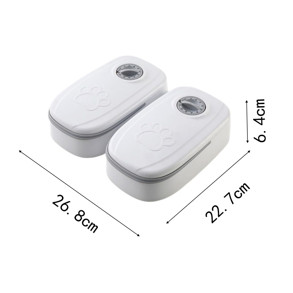 Distributeur automatique de croquettes et d'aliments humides pour chats et petits chiens, 2 repas, capacité 700 ml, minuterie, double bol, gris.