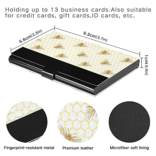 senya Honey Bee Business Card Holder for Men Women,Business Card Case Slim Design Pocket Card Holders Name Card Holder Box Credit Card Carrier Stainless Steel3